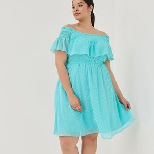Torrid Clip Dot Off Shoulder Skater Dress Size 2X